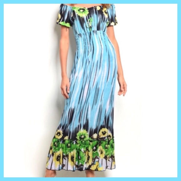 ⚡️FLORAL OFF THE SHOULDER SLIP MAXI DRESS M-L - Picture 2 of 8